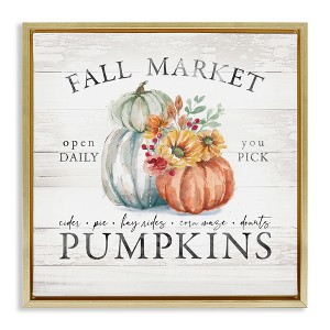 Stupell Industries Fall Country Market Pumpkins Floating Frame Canvas Art - 1 of 4