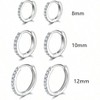 Sterling Silver Hoop Earrings Sterling Silver Stud Earrings for Women 6 Pairs Hypoallergenic Tiny Cubic Zirconia Stud Set Cartilage Hoops - 2 of 4