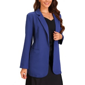 Allegra K Women's Long Sleeve Open Front Business Work Suit Blazer with Pocket - 1 of 4