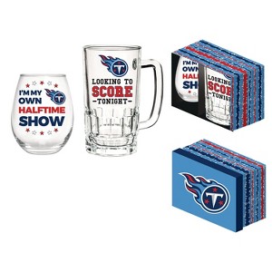 Evergreen Tennessee Titans, Stemless 17OZ Wine & Beer 16 OZ Gift Set - 1 of 3