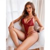Clotth Women's Deep V Lace Teddy Bodysuit - Exquisite One Piece Lingerie, Babydoll Teddy Underwear - 2 of 4