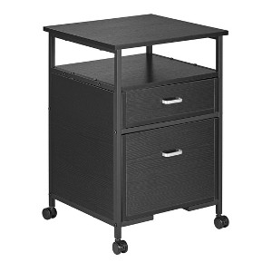 Mount-It! 2 Drawers Rolling File Cabinet, 4 Casters for Easy Mobility,  17.3" W x 16.5" D x 26.18" H, Black - 1 of 4