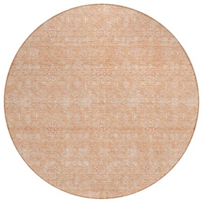 Peach And Ivory Floral Washable Indoor Outdoor Area Rug