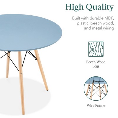 Blue and Oak Mid-Century Modern 5-Piece Dining Set with Beech Wood Legs