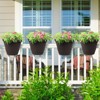 Aoodor 12'' Balcony Rattan Pattern Railing Planter Box with Drainage Holes and Adjustable Brackets for Outdoor Garden Patio,Deck,Fence Set of 4 - 2 of 4