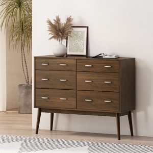 GDFStudio Wilbur Mid-Century Modern Wooden 6 Drawer Double Dresser - 1 of 4