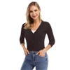 Clearlove Women's Cropped Bolero Cardigan – 3/4 Sleeve V-Neck Basic Classic Casual Button Down Knit Soft Sweater Top - 2 of 4