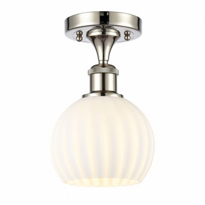 White Venetian - 1 Light Semi-Flush Mount In Modern Style-9.25 Inches Tall and 6 Inches Wide