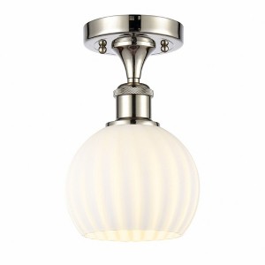 White Venetian - 1 Light Semi-Flush Mount In Modern Style-9.25 Inches Tall and 6 Inches Wide - 1 of 1