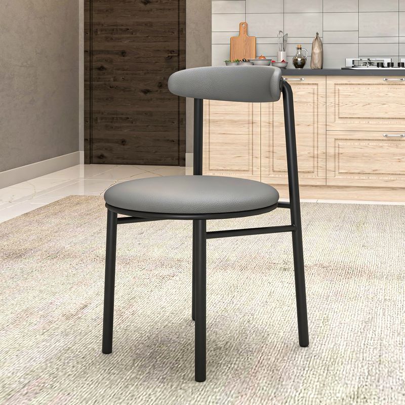 LeisureMod Lume Modern Dining Chair Upholstered in Polyester with Powder-Coated Metal Legs, Contemporary Accent Chair for Dining Room, Kitchen, Side Chair, 2 of 12