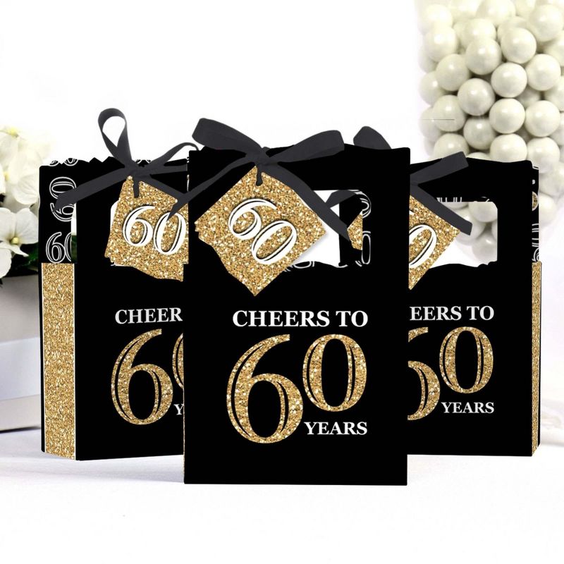 Big Dot of Happiness Adult 60th Birthday - Gold - Birthday Party Favor Boxes - Set of 12, 3 of 6