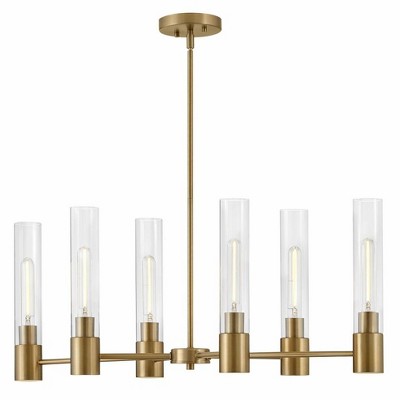 Shea 6-Light Lacquered Brass and Clear Glass Chandelier