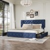 Frame with 4 Storage Drawers, Faux Leather Upholstered Platform Bed Frame, Adjustable Headboard, , No Box Spring Needed - 2 of 4