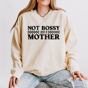 Simply Sage Market Not Bossy Just A Mother Lightweight Garment Dyed Sweatshirt - 1 of 4