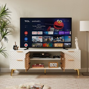 Hooseng TV Stand, TV Stand Dresser with 2 Openness Storage Cabinet and 4 Drawer, Compartments TV Console Media Cabinet - 1 of 4