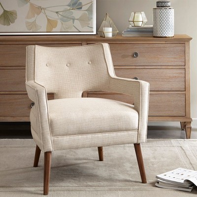 CAVINAS Polypropylene Accent Chair with Weave Rope Back and Arms,Cozy Upholstered Living Room Chairs,Reading Chairs for Living Room