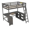 NicBex Full Size Bunk Bed with Desk Wooden Bed Frame with cabinet, Shelves, Drawers, Inclined Ladder and Guardrail, No Box Spring Required, Brown - 3 of 4