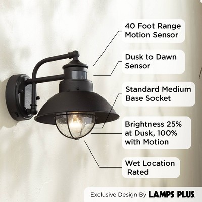 Black Steel Outdoor Barn Light with Clear Glass Shade