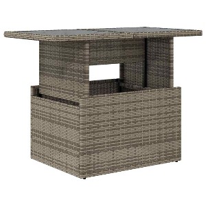 vidaXL Garden Table Black Poly Rattan, Tempered Glass, Powder-Coated Steel - 1 of 4