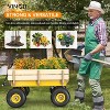 VINGLI Wagon Cart, Steel Frame and Wood Coated Railing, 330lbs All Terrain Wagon 9.2in Solid Tires for Kids Garden and Outdoor (Yellow) - 4 of 4