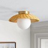 Dewdrop 3-Light Boho Wicker Ceiling Light, Natural Rattan Shade with Frosted Globe Glass and Brass Mount, ETL Certified Fixture - 3 of 4
