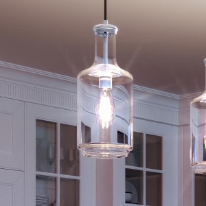 Urban Ambiance Luxury Luxe Industrial Pendant Light,  17"H x 7"W,  Brushed Nickel Finish, UHP3700 - 1 of 4