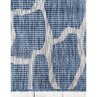 Abstract Blue 9' x 12' Synthetic Outdoor Rug