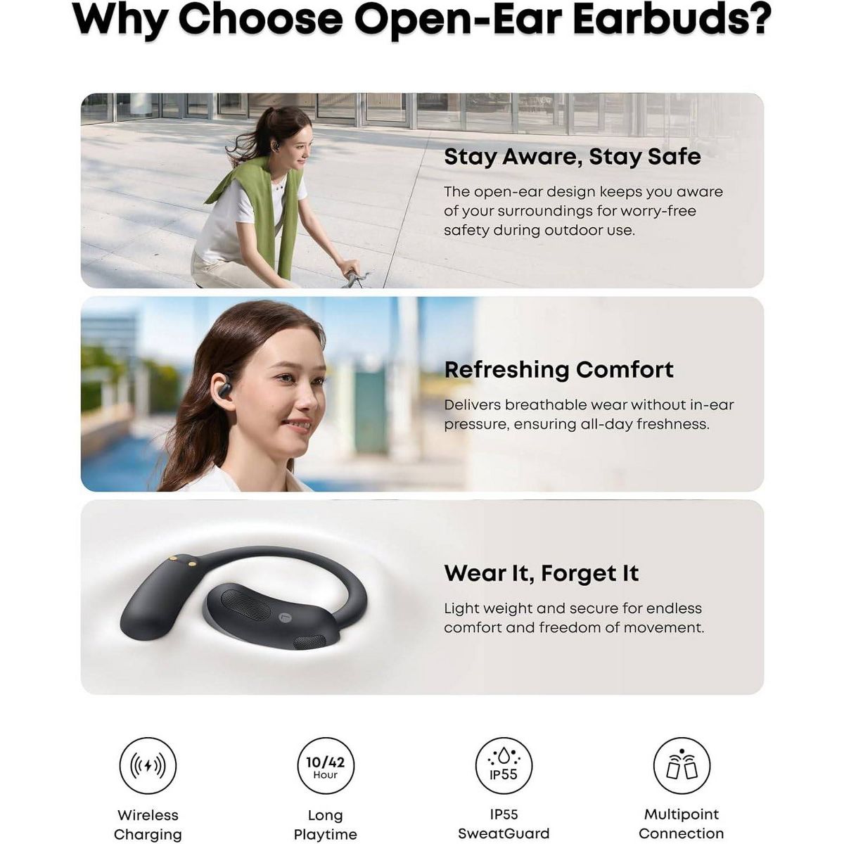 Anker Soundcore AeroFit 2 Open-Ear Hi-Res Bluetooth Wireless Earbuds with Adjustable Ear Hooks for All-Day Comfort- Black - thumbnail 8