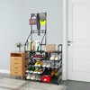 DOMETOUR Entryway Coat Rack,Hall Tree Storage Shelf,Easy Assembly,with 5-Tier Shelf for Storage Shoes,Clothes,Black - 2 of 4