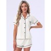 INSPIRE CHIC Women's 2 Pcs Heart Print Cute Short Sleeve Button Downs Shirt with Shorts Lounge Pajama Sets - 3 of 4