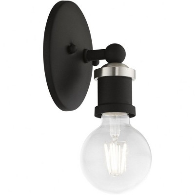 Black and Brushed Nickel Single-Light Vanity Sconce