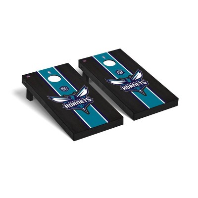 NBA Charlotte Hornets Premium Cornhole Board Onyx Stained Stripe Version