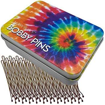 Hawwwy Bobby Pins with Tie Dye Style Case for Buns, 300pieces, Brown