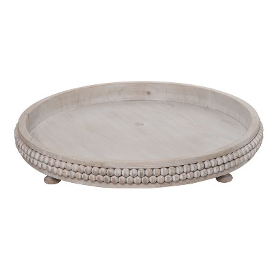 Transpac Wood 20.25 in. Gray Everyday Beaded Tray