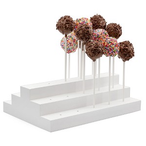 Darware Wooden Cake Pop Stand; Tiered Treat Holder; 24-Hole, White - 1 of 4