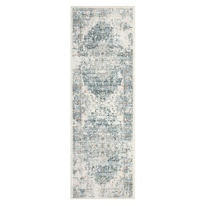 Washable Floral Medallion Living Room Rugs, Indoor Distressed Farmhouse Bedroom Carpet, Non Slip Stain Resistant Dining Room Rugs - 1 of 4