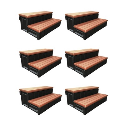 Leisure Accents 36" Deluxe Deck Patio Spa Hot Tub Steps, Redwood (6 Pack)