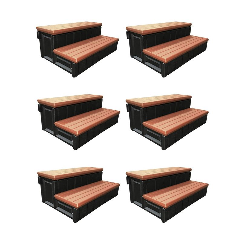 Leisure Accents 36" Deluxe Deck Patio Spa Hot Tub Steps, Redwood (6 Pack), 1 of 5