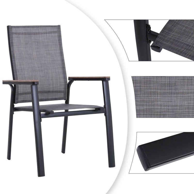 3pc Patio Dining Set with Small Square Table with Umbrella Hole &#38; Lightweight Sling Chairs - Captiva Designs, 5 of 12