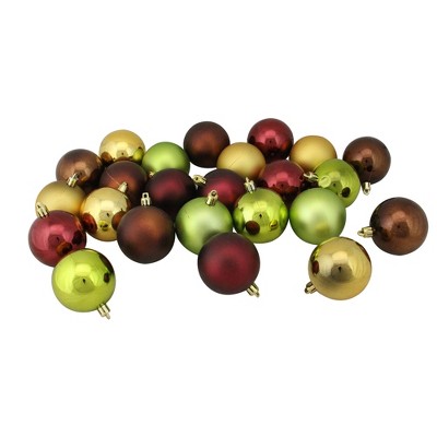 Northlight 24ct Shatterproof 2-Finish Christmas Ball Ornament Set 2.5" - Brown/Green