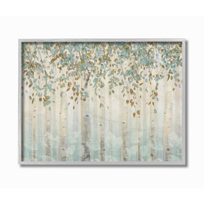 Stupell Industries Abstract Forest Leaves Trees Blue Tan Soft Painting