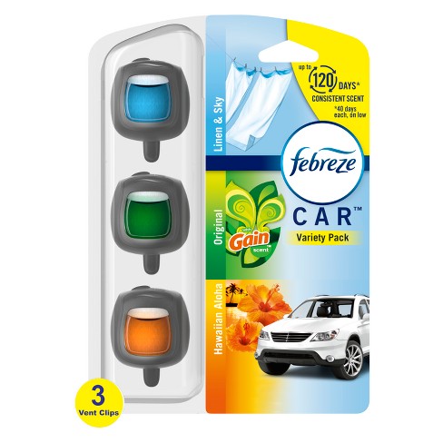 Febreze Car Vent Clip Variety Pack Air Freshener - Gain Scent - 0.20 Fl  Oz/3pk : Target