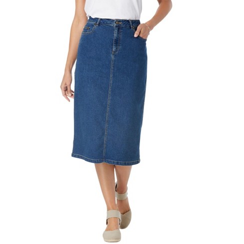 Woman Within Women s Plus Size Stretch Jean Skirt 36 W Medium Stonewash Target