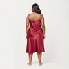 Anna-Kaci Lounge Women's PLus Size Satin Midi Slip Dress with Draped Neckline and Smooth Glossy Fabric - 4 of 4