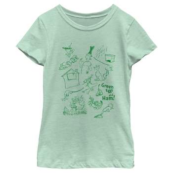 Girl's Dr. Seuss Green Eggs and Ham Sketches T-Shirt