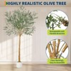 Olive Tree Artificial Indoor, Tall Large Faux Olive Tree with Planter, Realistic Fake Plant with Wooden Trunk & Fruit for Home Decor, Green - 4 of 4