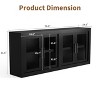 70.8" Sideboard Buffet Cabinet with 4 Glass Doors, Farmhouse Modern Accent Cabinet with Storage, Wood Coffee Bar for Living Room, Kitchen, Hallway - 2 of 4