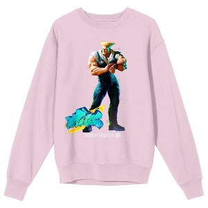 Street Fighter VI Guile Crew Neck Long Sleeve Cradle Pink Adult Sweatshirt - 1 of 2
