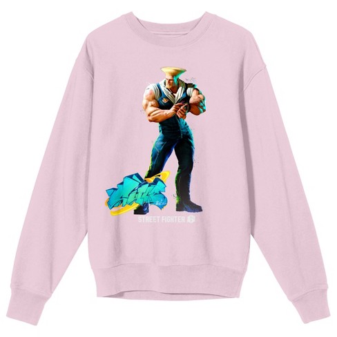 Street Fighter Vi Guile Crew Neck Long Sleeve Cradle Pink Adult  Sweatshirt-medium : Target