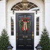 24 Inch Norfolk Pine Wreath Real Winter Holiday Green Front Door Outdoor Weatherproof Decoration with Large Merry Bow - 2 of 4